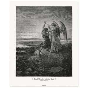 Jacob Wrestles with the Angel — Genesis 32:25-32 — by Gustavo Doré — Museum-Quality Matte Paper Poster