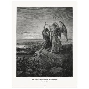 Jacob Wrestles with the Angel — Genesis 32:25-32 — by Gustavo Doré — Museum-Quality Matte Paper Poster